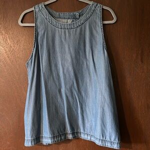 Sleeveless denim cross back shirt